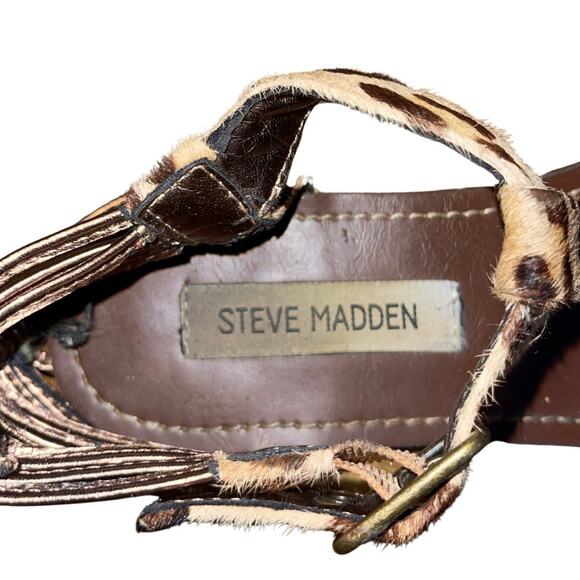 Steve Madden Cheetah Print T-Strap Thong Sandals Size 6.5 Vacation Resort - Picture 3 of 6